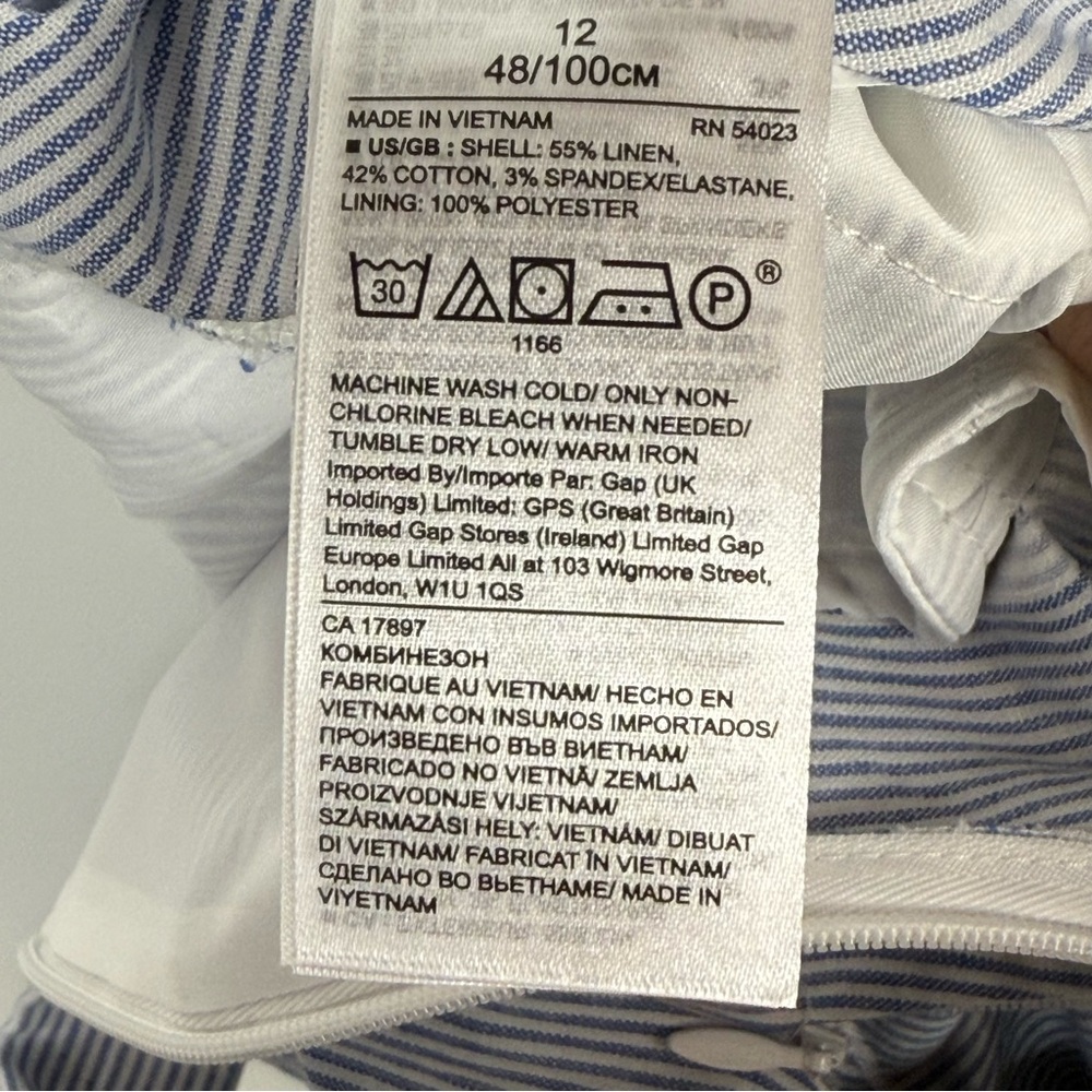 NWT Banana Republic Wide Leg Jumpsuit Nautical Pinstripe Linen Cotton Blend 12 - Picture 12 of 12